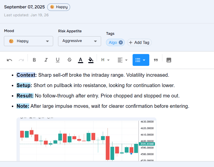 Session management screen