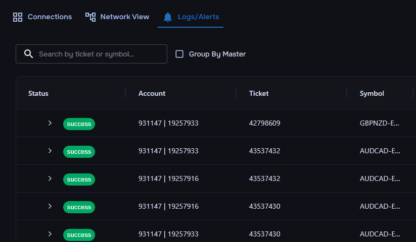 Cloud-based trade copier interface