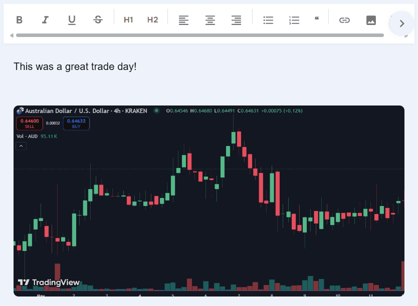 Adding Screenshots to trade log